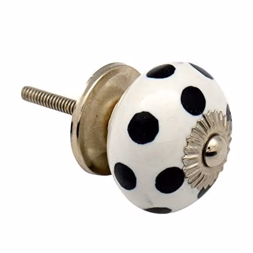 Nicola Spring Polished Ceramic Cabinet Knob in White and Black – 1