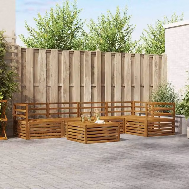 Berkfield Home 6 Piece Modern Outdoor Sofa Set in Brown Treated Acacia Wood – 1