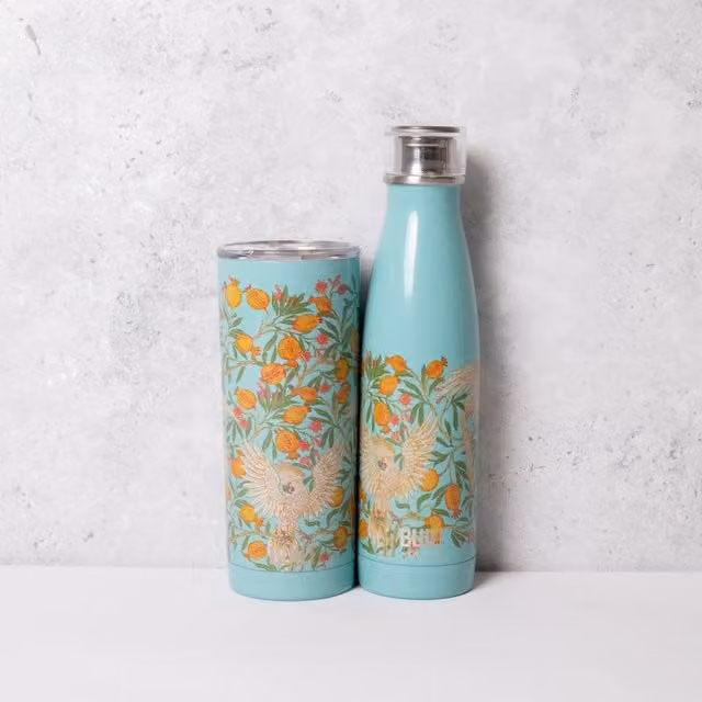 BUILT VA Cockatoo Set with 500 ml Stainless Steel Bottle and 590 ml Travel Mug in Blue and Turquoise