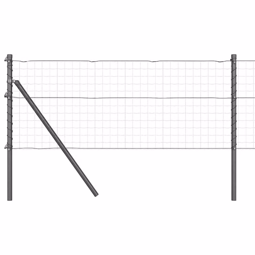 vidaXL Set of 13 Grey Steel Round Fence Posts – 5