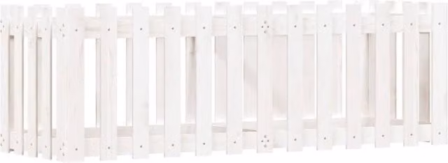 Berkfield Home Garden White Wooden Raised Bed with Fence Design, W/D/H: 150 x 50 x 50 cm