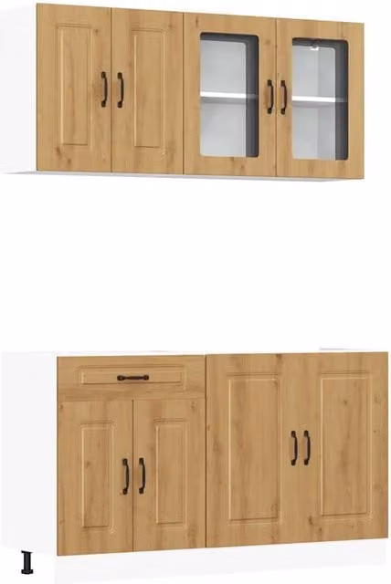 Berkfield Home Kalmar 4 Piece Kitchen Cabinet Set in Artisan Oak Brown Engineered Wood – 1