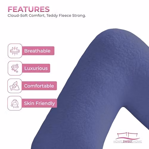 Home Sweet Home UK Teddy Fleece V Shaped Pillowcase in Blue – 3