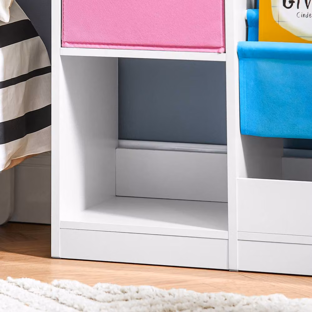 SoBuy Kids Bookcase with Fabric Bins in Pink, Blue, Multicolour or White – 4