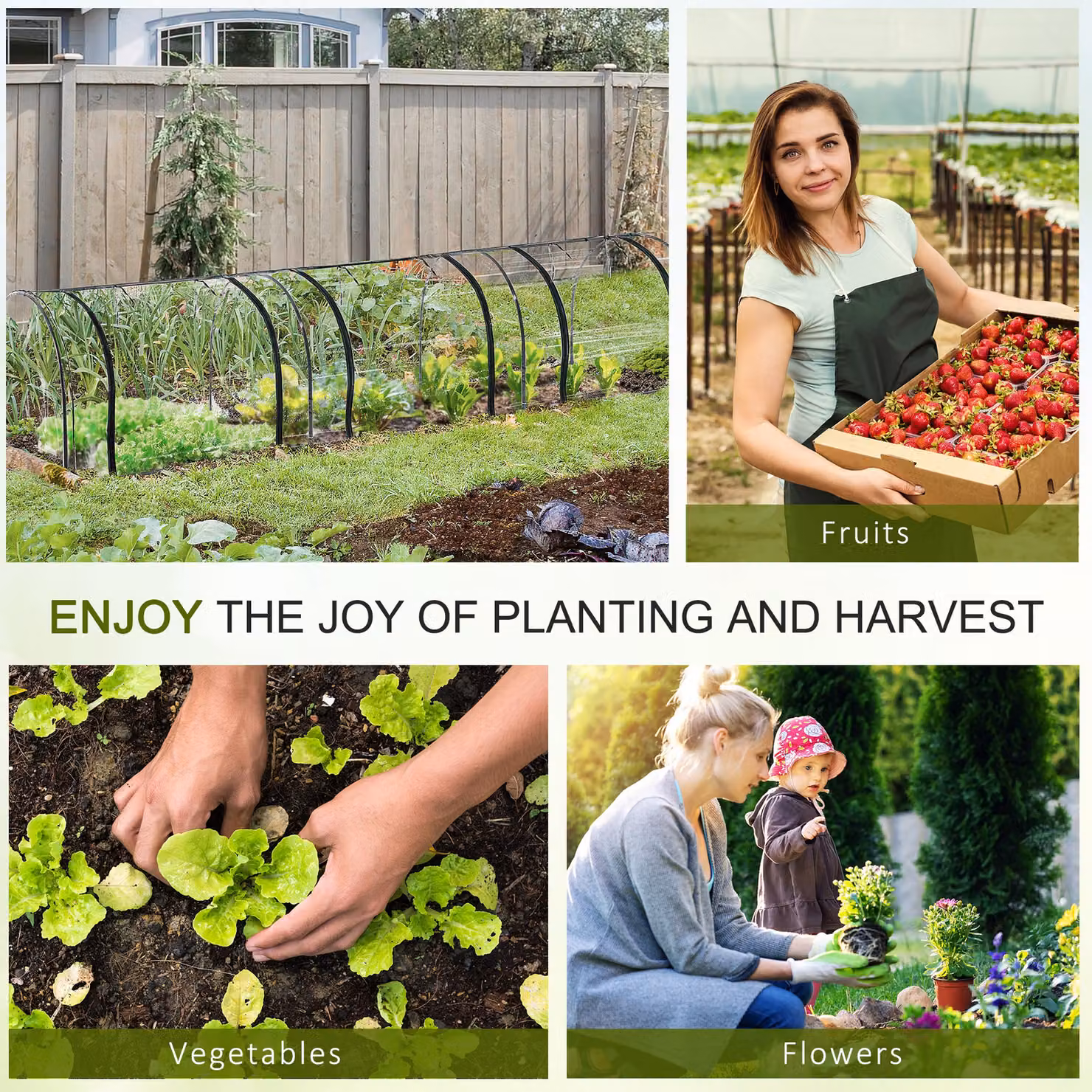 Outsunny Portable Small Greenhouse with Steel Frame and PVC Tunnel, W: 100 cm, H: 80 cm, D: 350 cm – 3