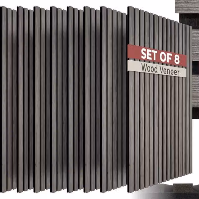 tectake Sonic Wall IV Acoustic Panels in Grey Wood Look MDF