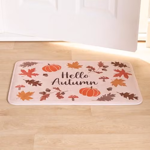 OHS Autumn Door Mat, Non-Slip and Washable Multicolour Design, W: 60 cm, D: 40 cm
