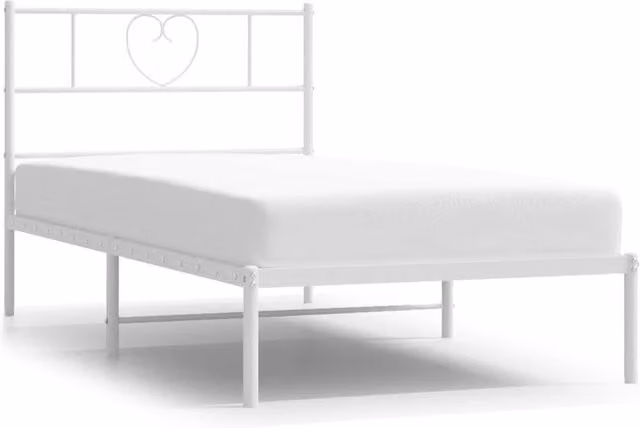 Berkfield Home Metal Bed Frame with Headboard in White, W/D/H: 80 x 200 cm – 1