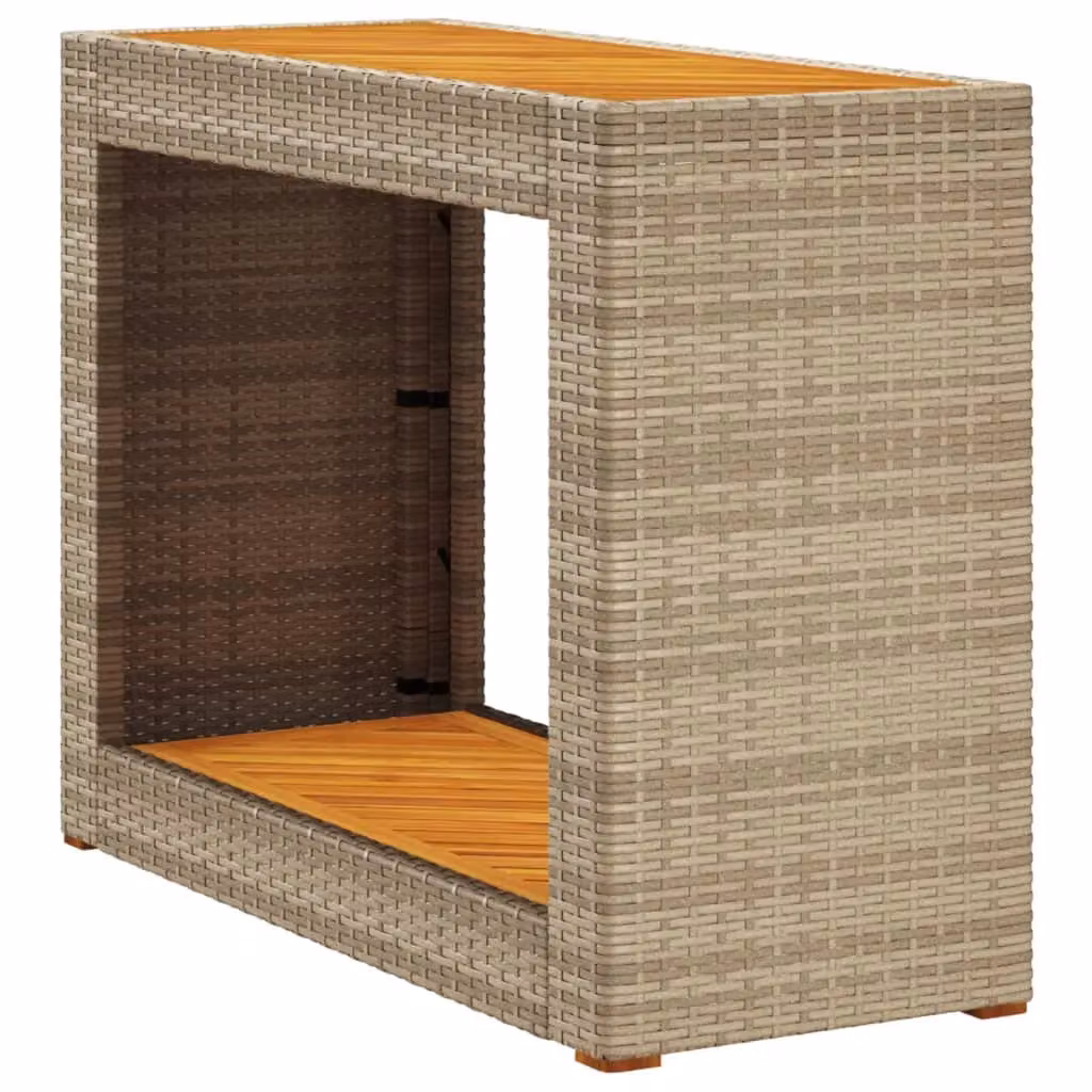Berkfield Home Garden Side Table with Acacia Wood Top in Beige, W/D/H: 100 x 40 x 75 cm – 2