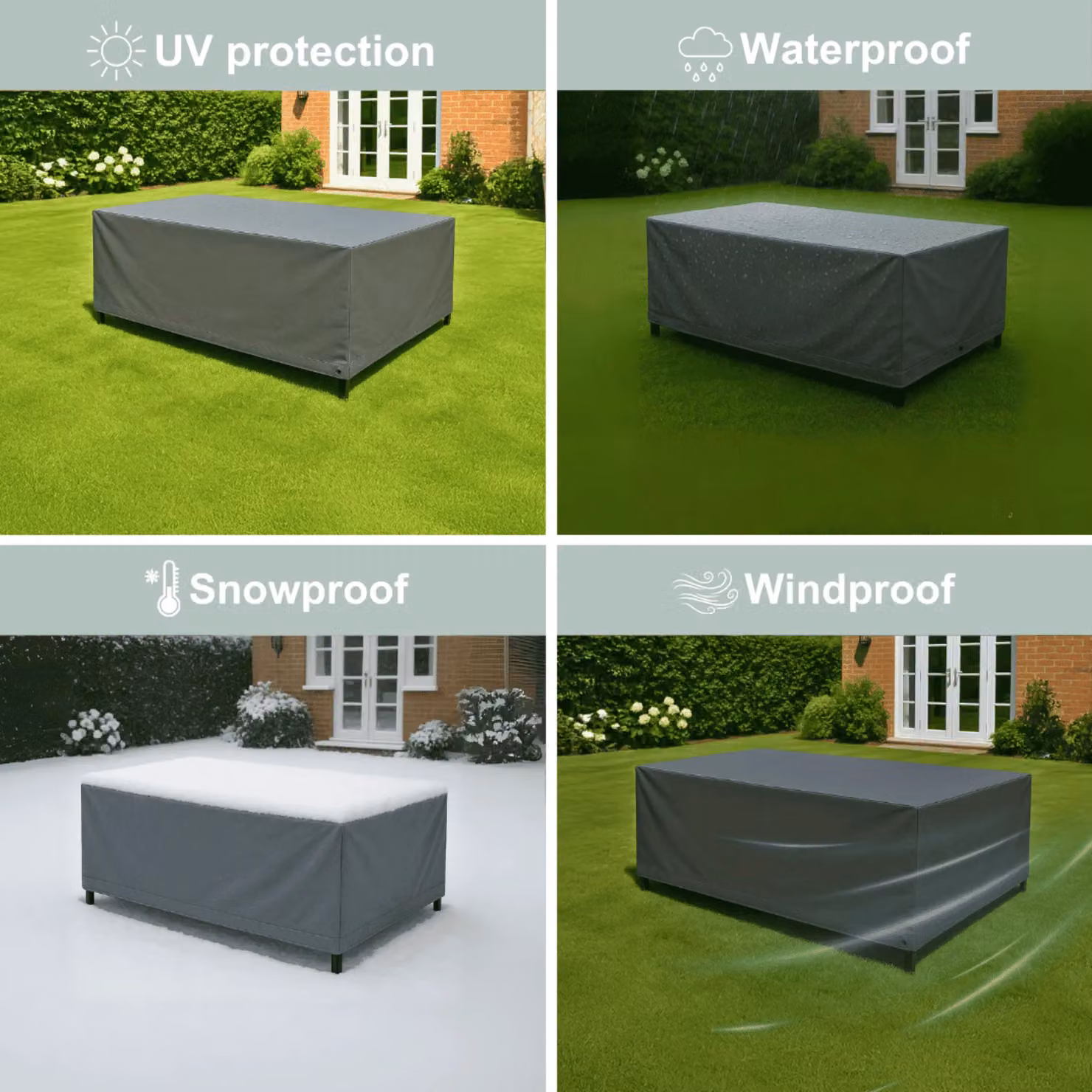 Home Source Duracover Waterproof Grey Patio Furniture Cover, W/D/H: 203 x 102 x 69 cm – 3