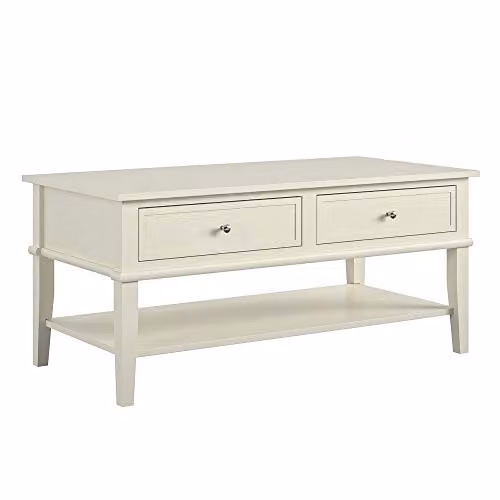 Ameriwood Home Franklin Coffee Table in White, W: 103 cm, D: 52 cm, H: 47 cm – 1