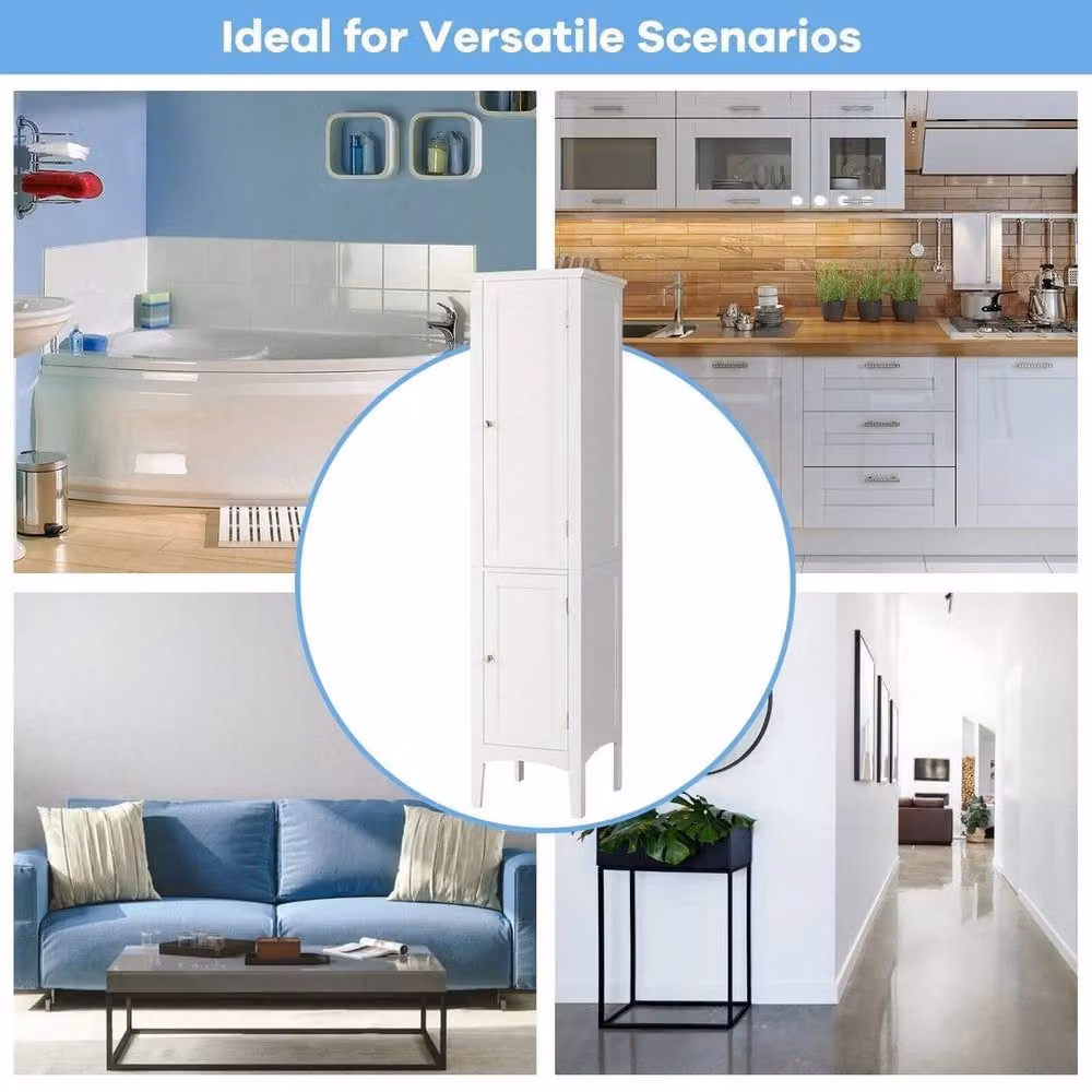 Havendro 5-Tier Tall Narrow Bathroom Storage Cabinet in White – 2