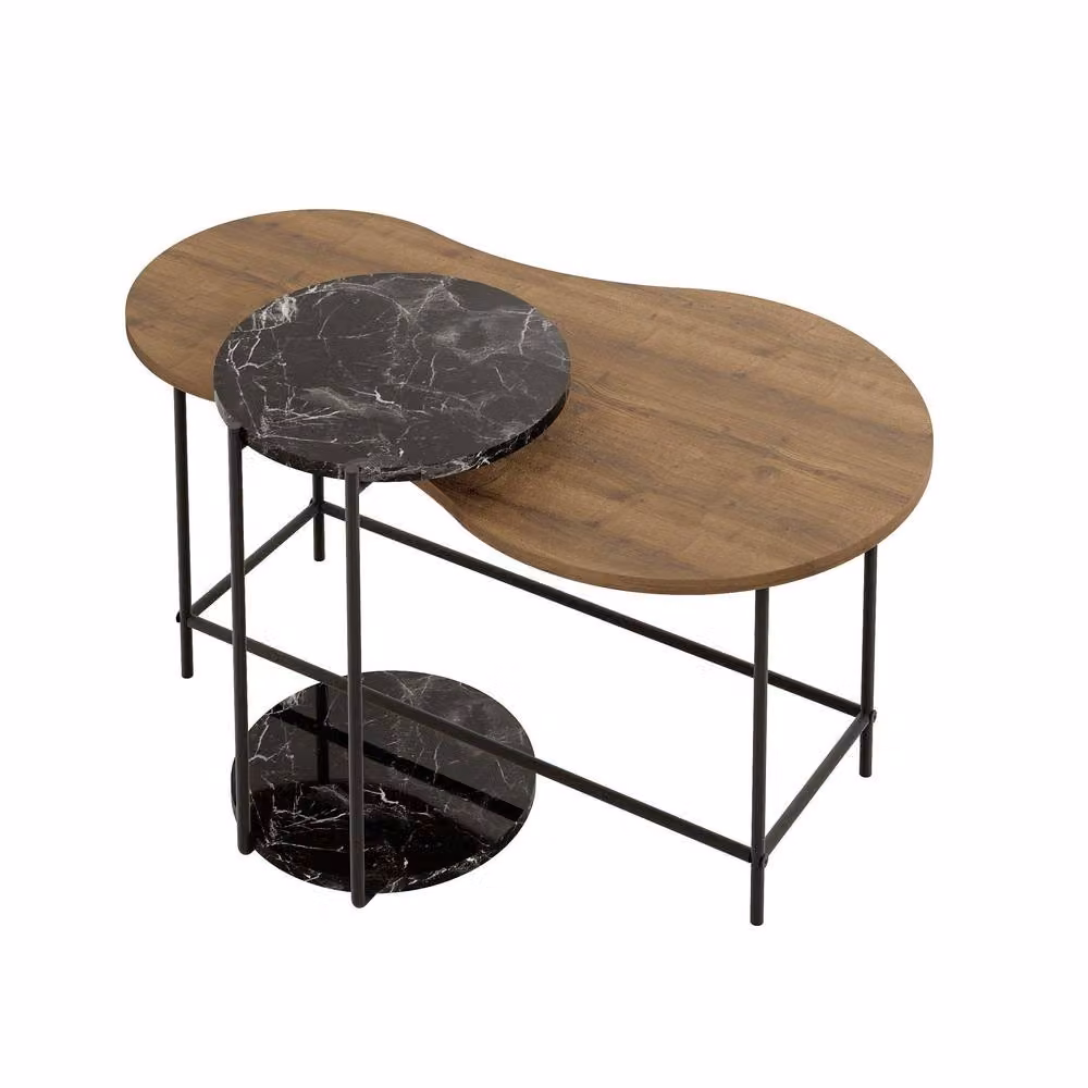 Decortie Cuddle Modern Nesting Coffee Table with Marble Tops in Grey and Multicolour – 3
