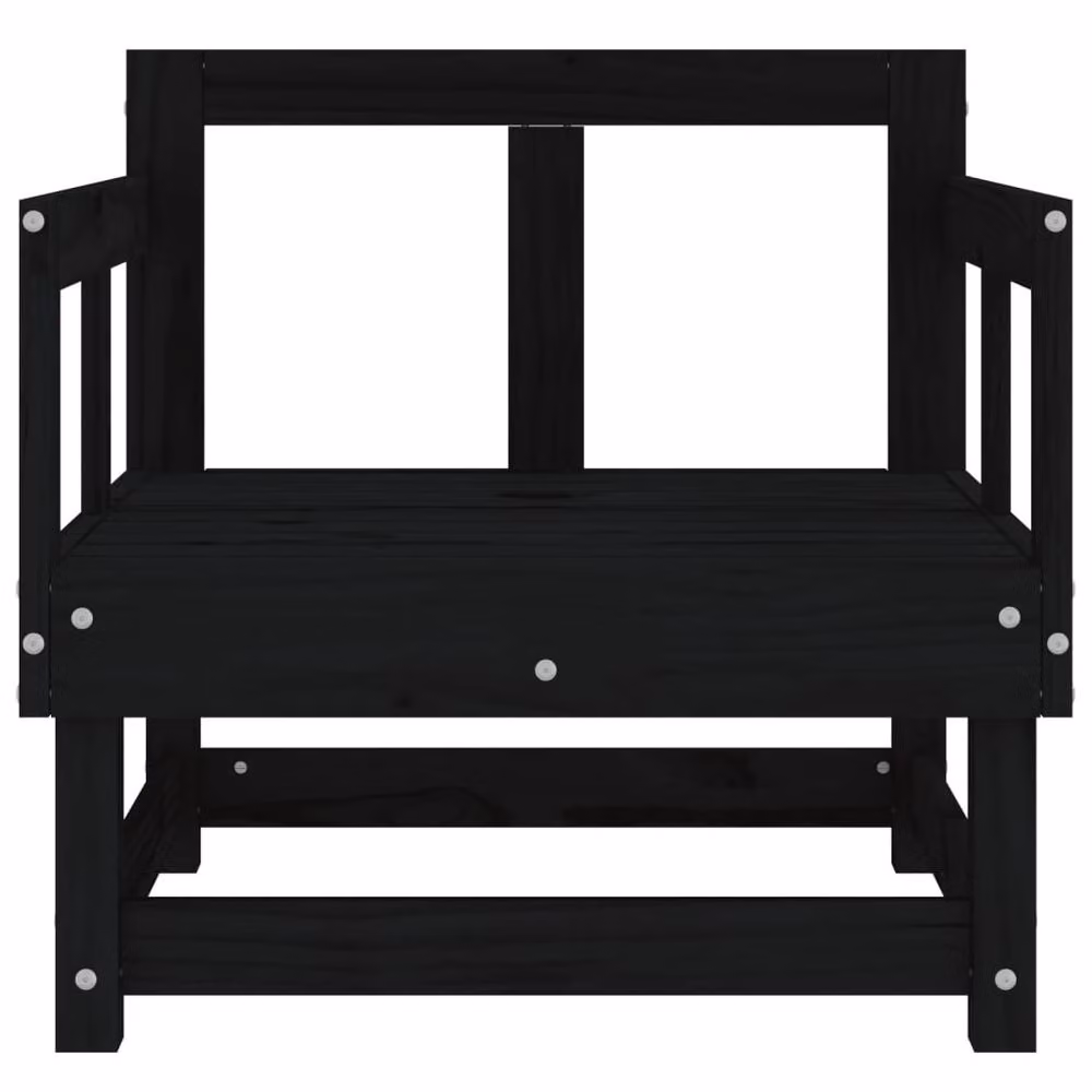 Berkfield Home Beautiful Garden Chairs, Set of 2, Black Solid Pine Wood – 3