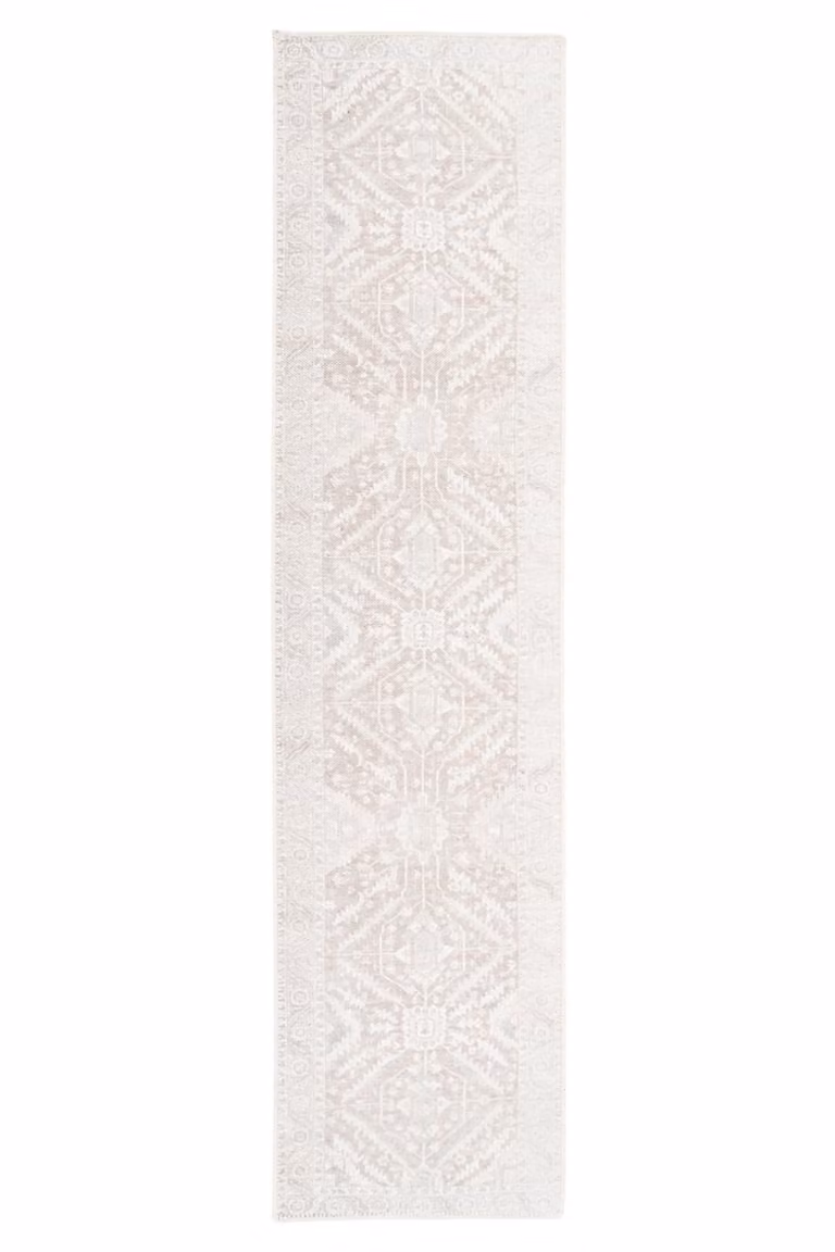 Kukoon Beige Aztec Washable Runner Rug, Geometric Non-Slip Rectangular Hallway Carpet, W: 80 cm, L: 300 cm