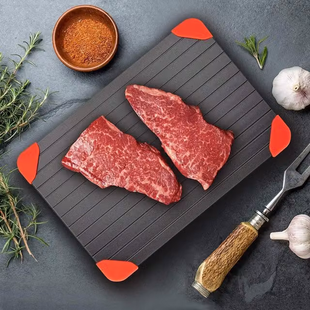MantraRaj Black Rectangular Rapid Defrosting Thawing Plate Made of Cast Aluminium