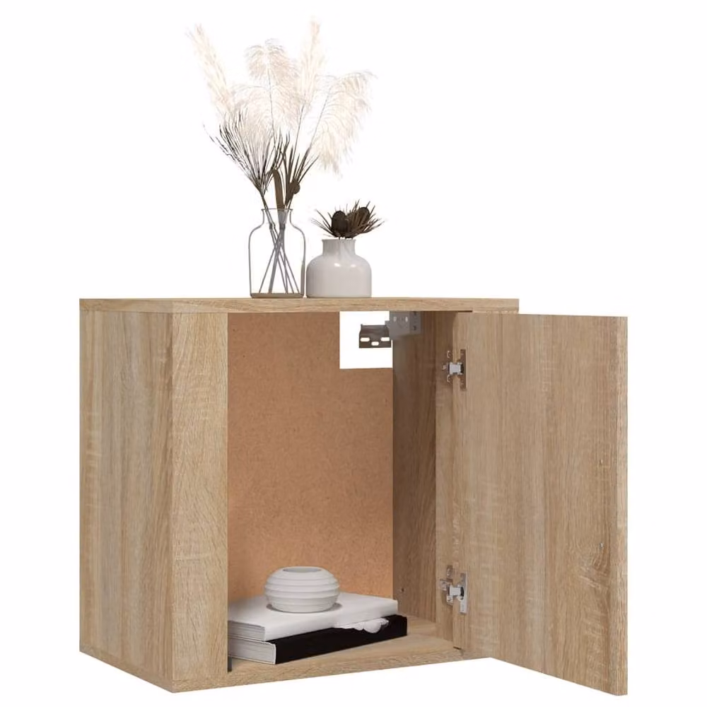 Berkfield Home Set of 2 Wall-mounted Bedside Cabinets in Sonoma Oak, Light Brown, W/D/H: 50 x 30 x 47 cm – 2