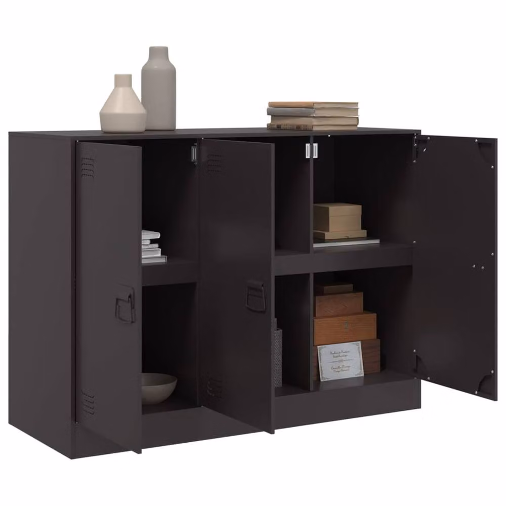 Berkfield Home Industrial Matt Black Metal Sideboard W/D/H: 99 x 39 x 73 cm – 3