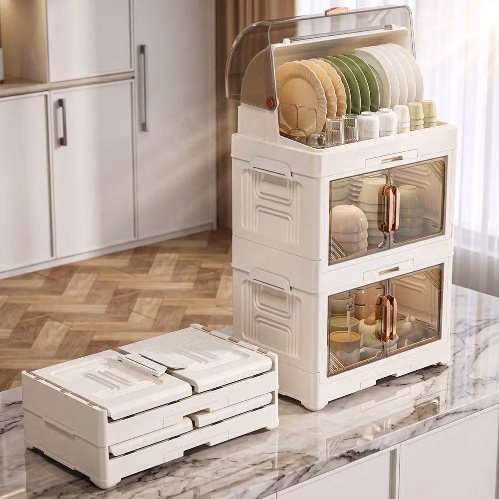 FLAVORA 3 Tier Cream White Plastic Drying Rack Storage Box – 2