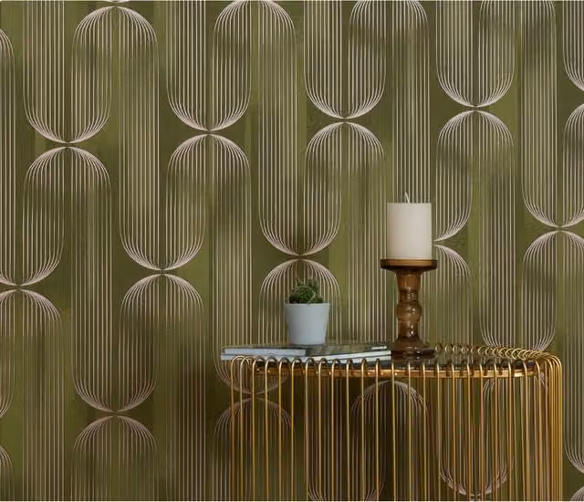 Erismann Orbit Lines Embossed Geometric Abstract Vinyl Wallpaper in Taupe and Purple