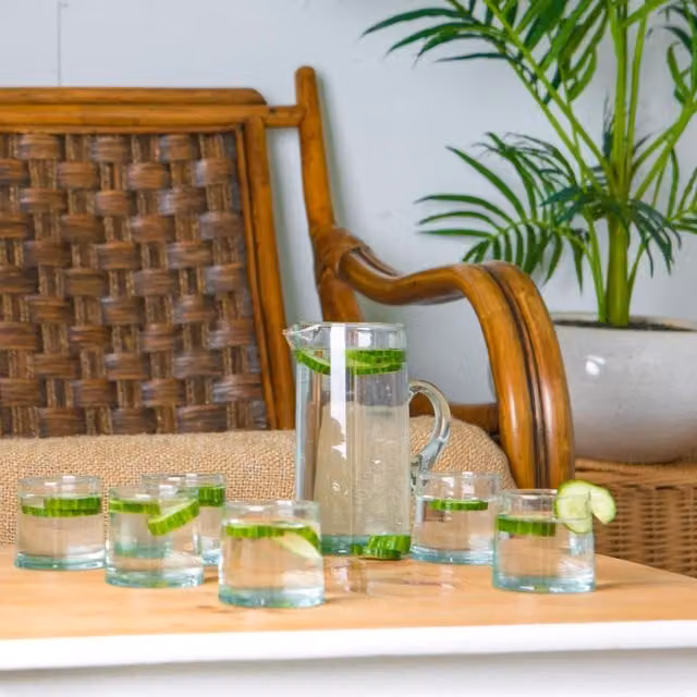 Nicola Spring Transparent Green Glass Tumbler