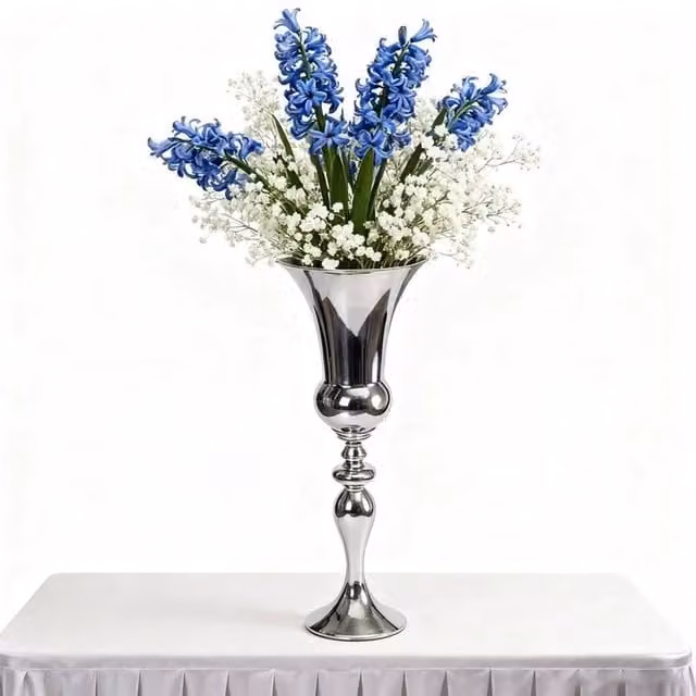 KORVIXA Silver Metal Luxury Cylinder Flower Vase for Tabletop Decor – 1