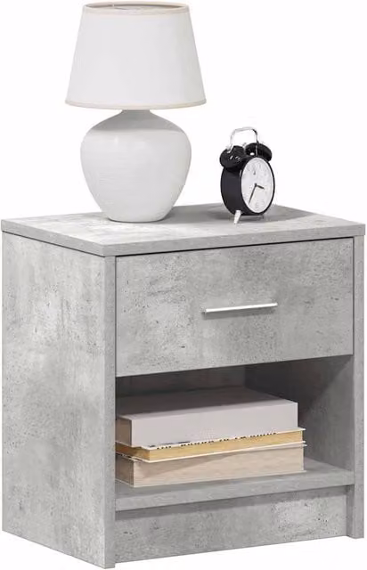 Berkfield Home Set of 2 Bedside Cabinets with Drawer in Concrete Grey and Brown, W: 39 cm, D: 28 cm, H: 41 cm