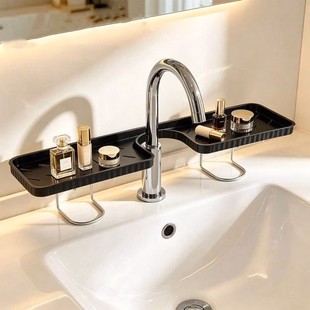 Kelvenix Black No-Drill Freestanding Bathroom Storage Rack – 4