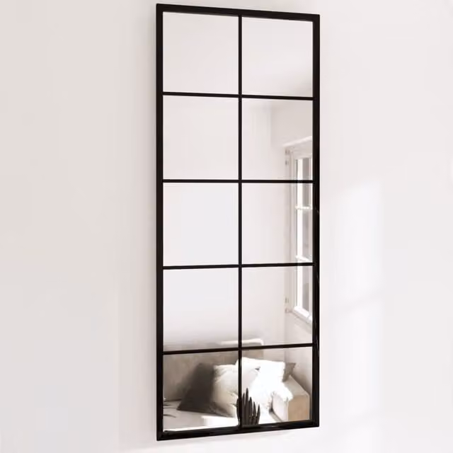 Berkfield Home Classic Geometric Wall Mirrors, 2 Piece Set, Black Metal and Glass, W: 100 cm, H: 40 cm