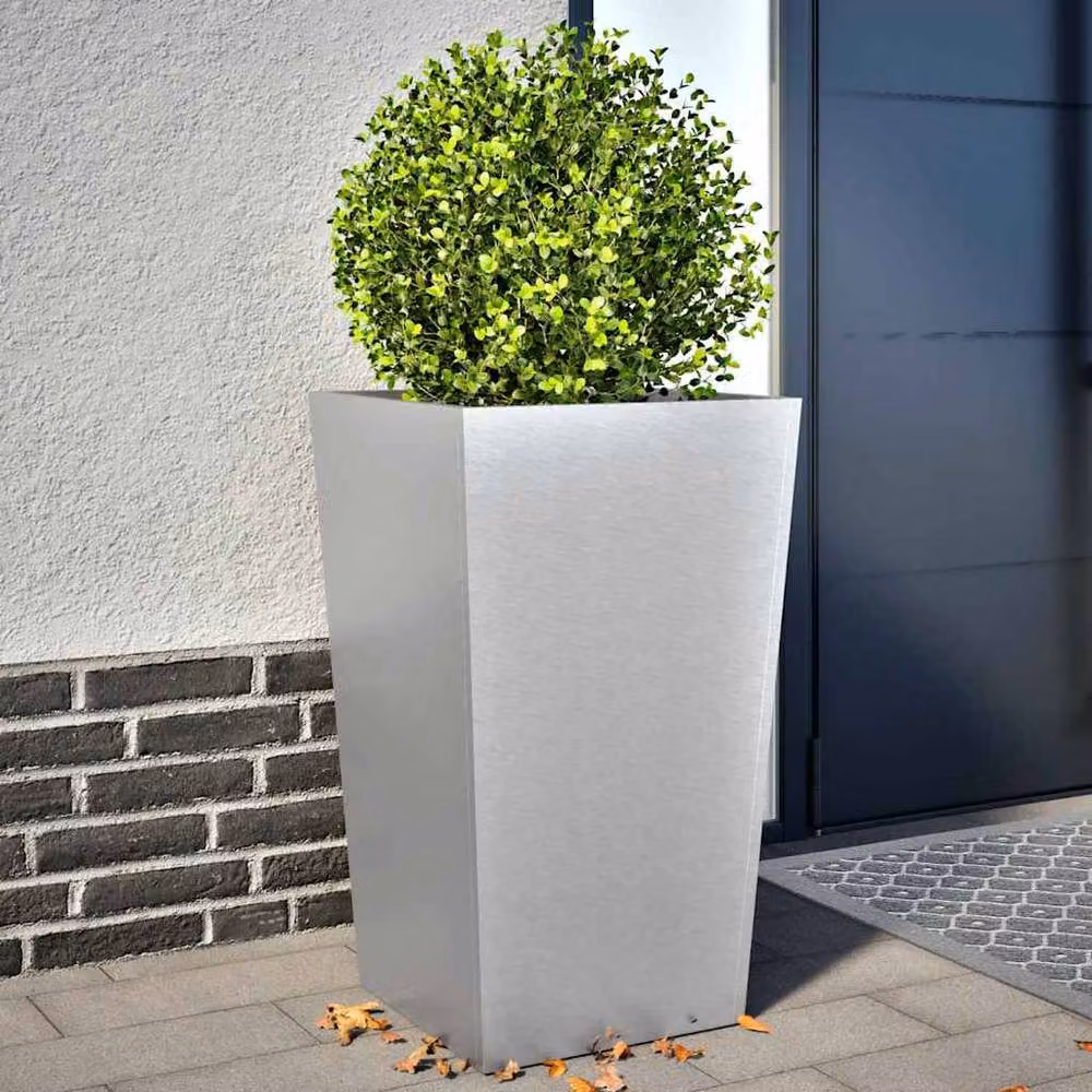 Berkfield Home Garden Galvanised Steel Planter Tubs, Grey, 2 Pack, W/D/H: 45 x 45 x 75 cm – 2