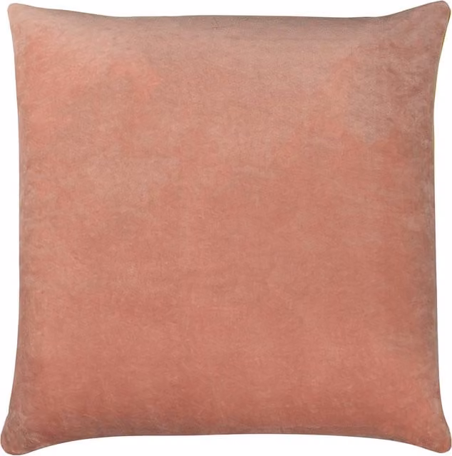 Tanda Square Velvet Cushion in Pink and Ochre with Feather Filling