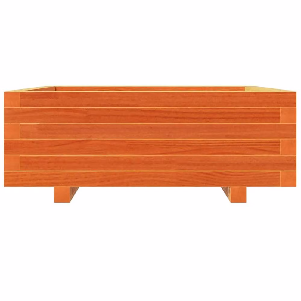 Berkfield Home Garden Wax Brown Solid Wood Pine Planter W: 70 cm, D: 70 cm, H: 26.5 cm – 2