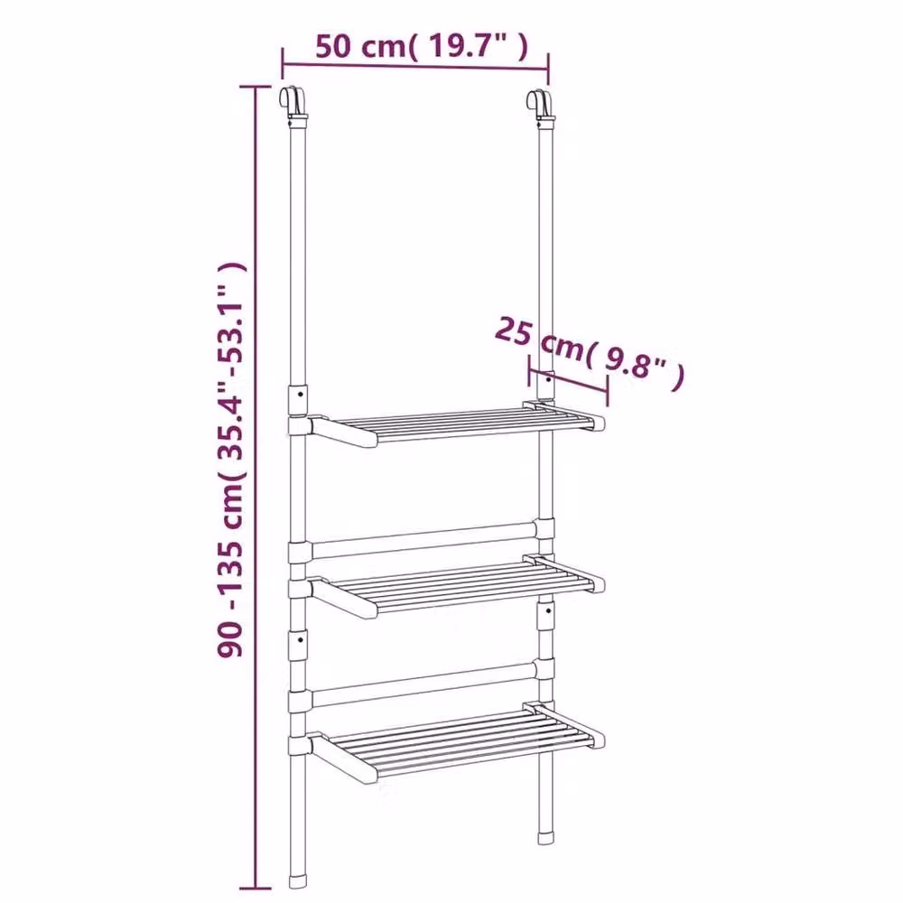 EONLION 3-Tier Hanging Laundry Drying Rack in Silver, Foldable Aluminium Metal, Width: 100 cm – 2
