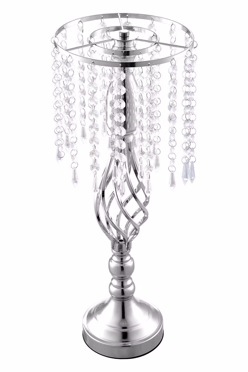 H&O Direct Silver Metal Crystal Spiral Shape Vase Ornament for Wedding Tabletop Decor – 3