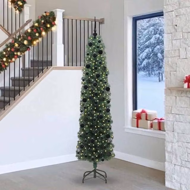 Berkfield Home Artificial Green Christmas Tree with 300 Warm White LEDs and Stand, Height: 240 cm – 1