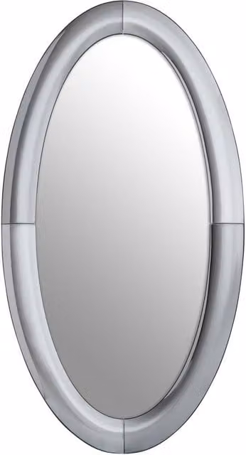 Orsina Art Deco Style Oval Wall Mirror with Silver Wood Frame – 1