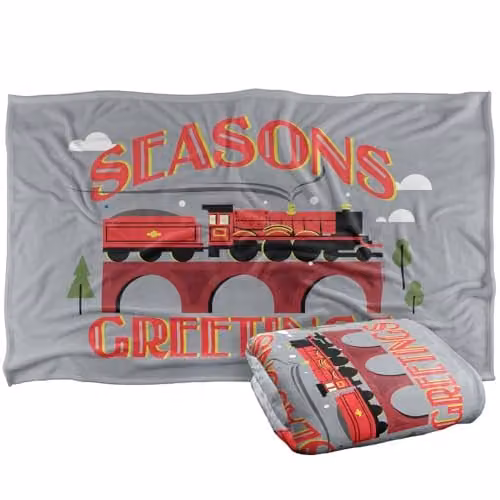 Warner Bros. Harry Potter Hogwarts Express Christmas Seasons Greetings Super Soft Silky Touch Fleece Throw Blanket, Multicolour – 1