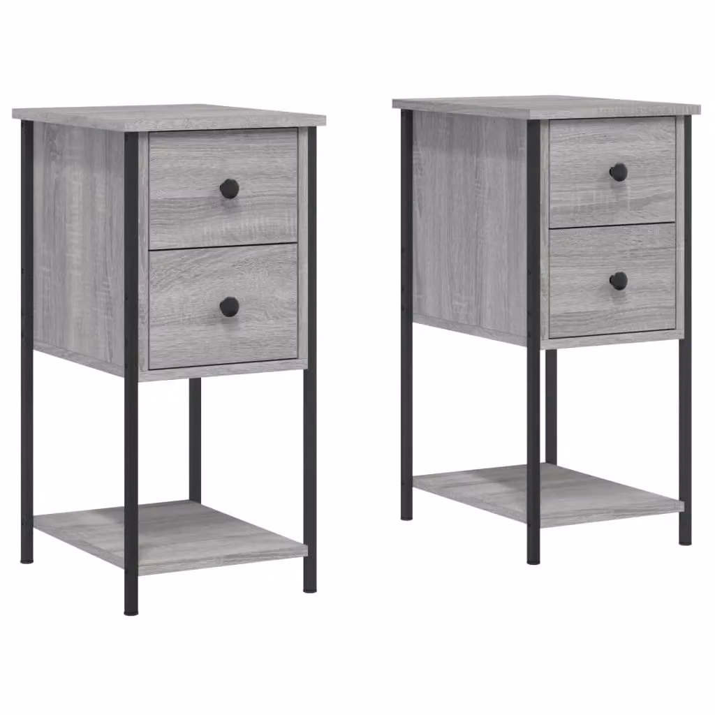 Berkfield Home Set of 2 Grey Sonoma Bedside Cabinets, W/D/H: 32 x 42 x 70 cm – 1