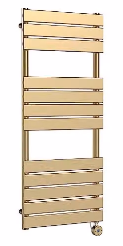 nuie HL859 Electric Square Flat 12 Bar Towel Radiator, 600 Watt, W: 500 mm, H: 1213 mm, Gold – 1