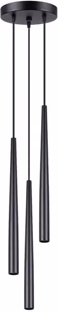 Sollux Lighting Bliss Modern Metal Pendant Lamp in Black, 3-Light Cylinder Design