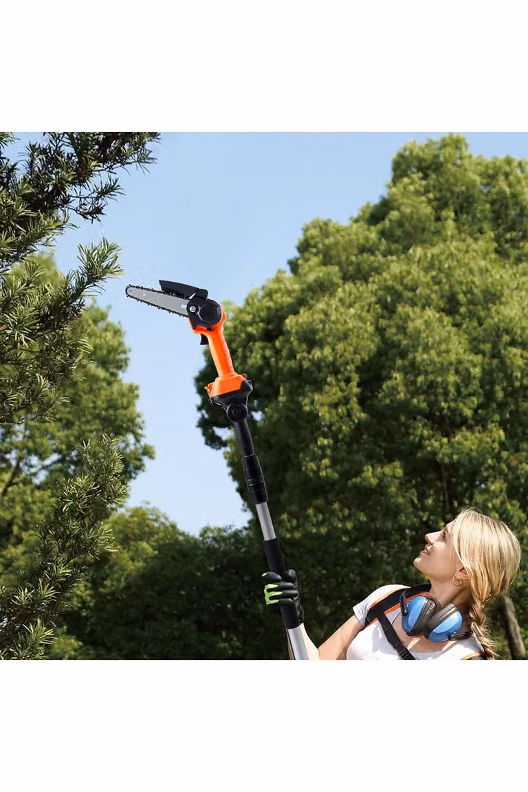 Living and Home 2-in-1 Cordless Pole Saw and Handheld Chainsaw, Orange