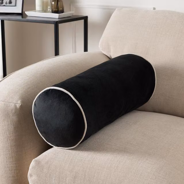 OHS Black Velvet Bolster Cushion