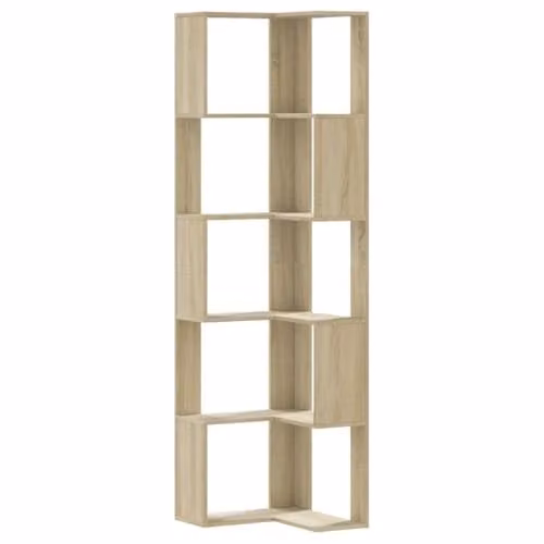 vidaXL 5-Tier Corner Bookcase in Brown Sonoma Oak, W/D/H: 50 x 50 x 179 cm – 1