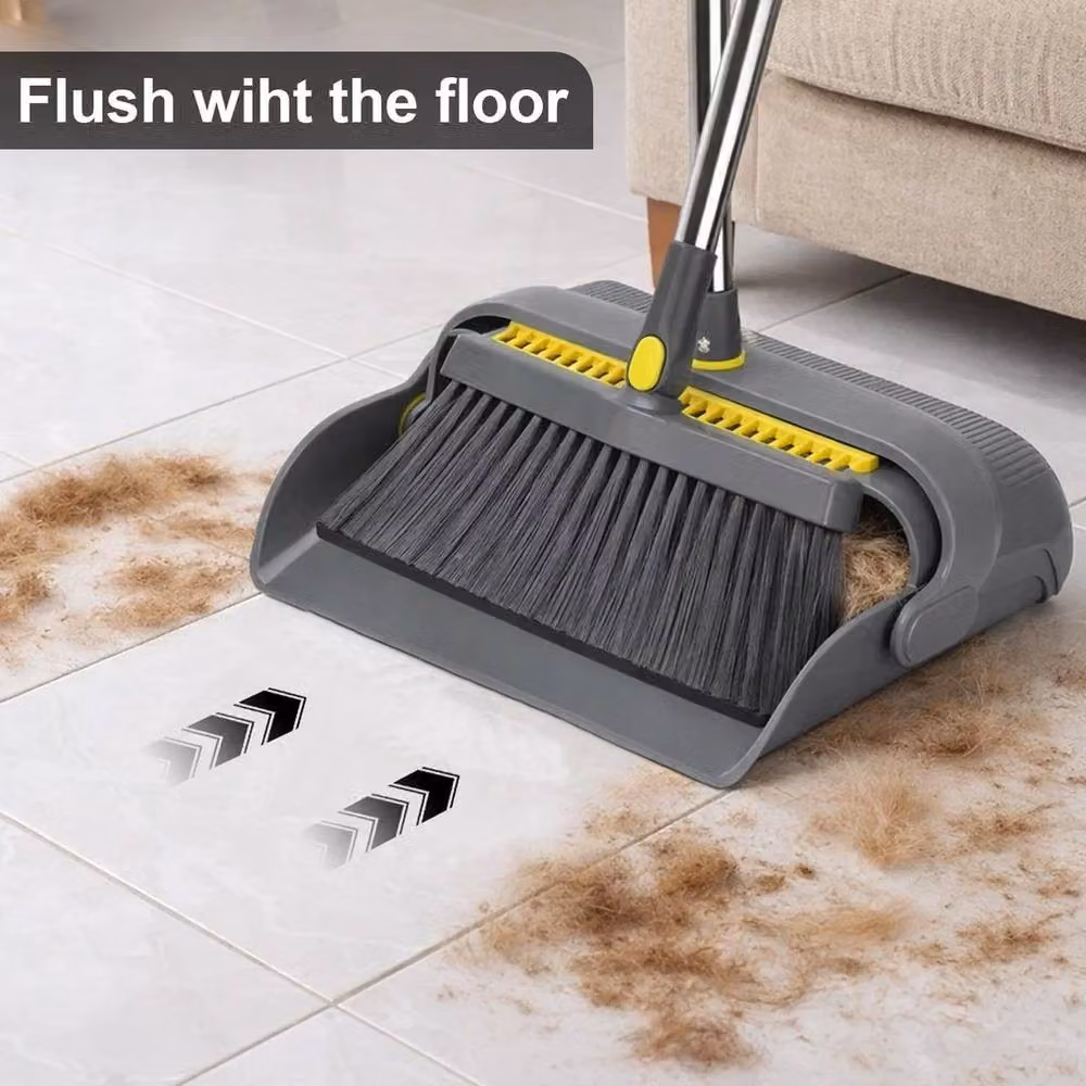 EONLION Broom and Dustpan Set with Telescopic Long Handle in Grey – 2