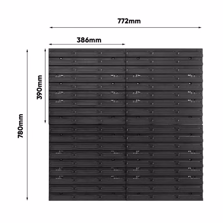 Havendro Wall Mounted Plastic Tool Peg Board, Black and Multicolour, W: 77.2 cm, H: 78.0 cm