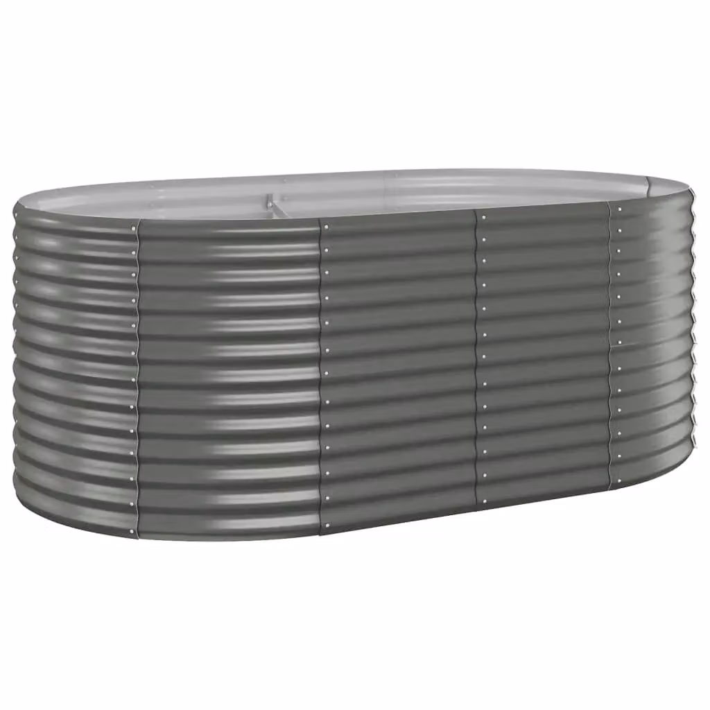 Berkfield Home Garden Grey Powder-coated Steel Raised Bed, W/D/H: 175 x 100 x 68 cm – 2