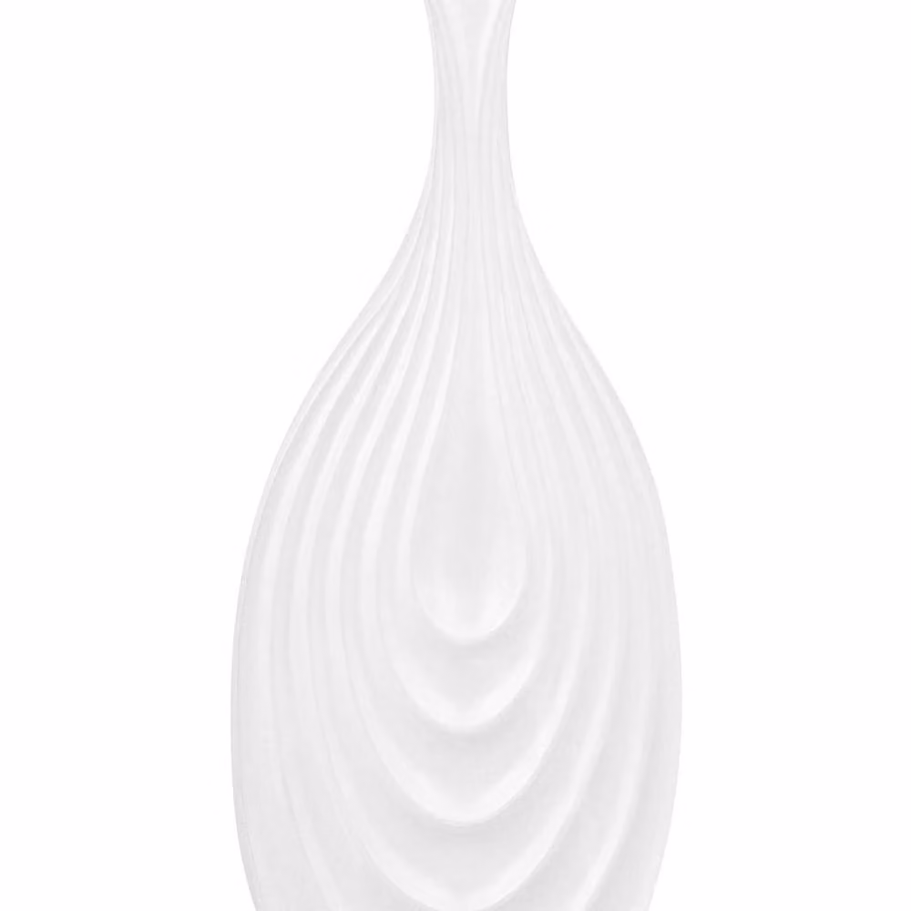 Wyld and Coco White Carved Porcelain Tabletop Vase, Height: 39 cm – 2