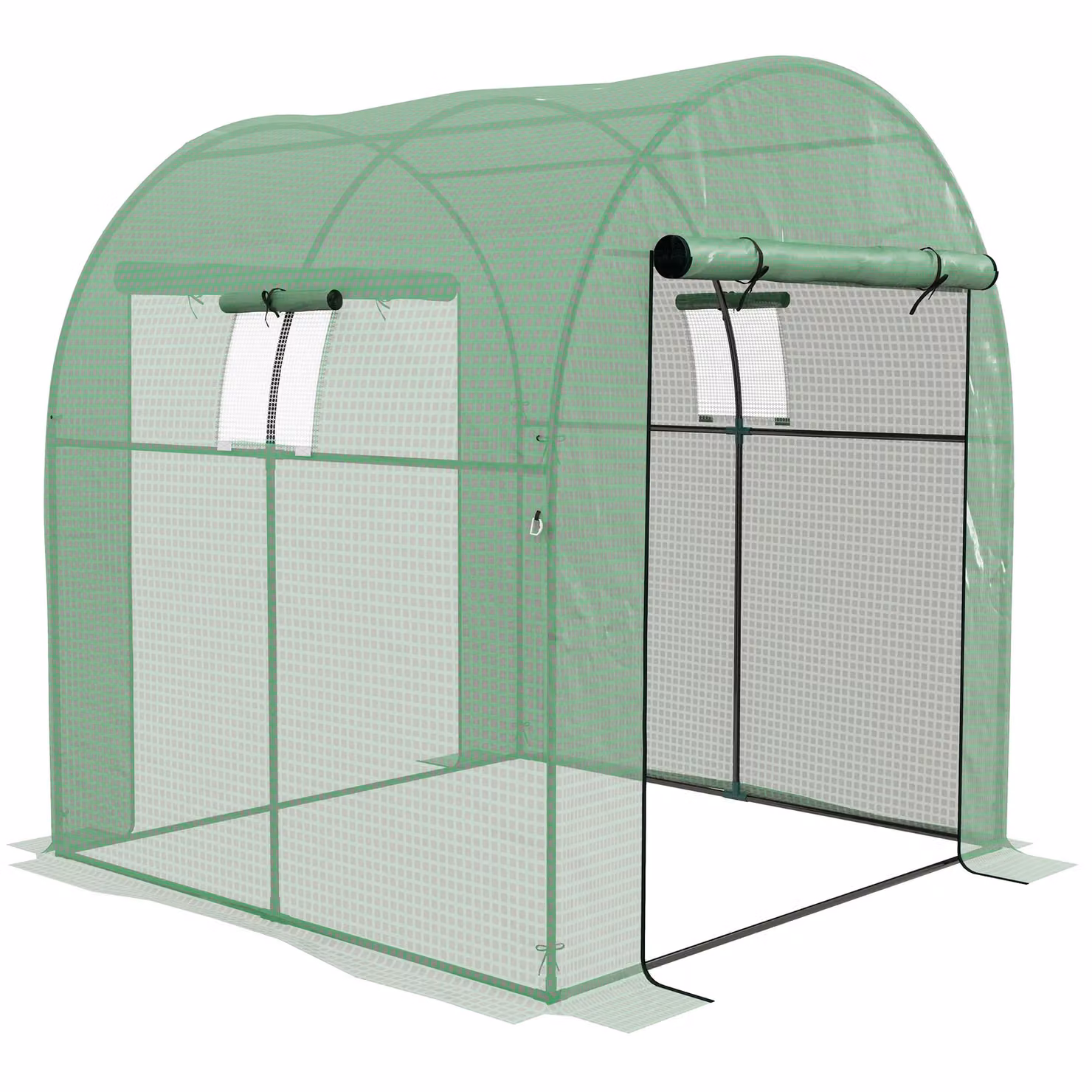 OUTSUNNY Green Polytunnel Greenhouse with Doors and Mesh Windows, W/D/H: 180 x 180 x 200 cm – 2