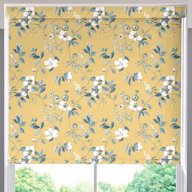 Terrys Yellow Floral Blackout Roller Blind
