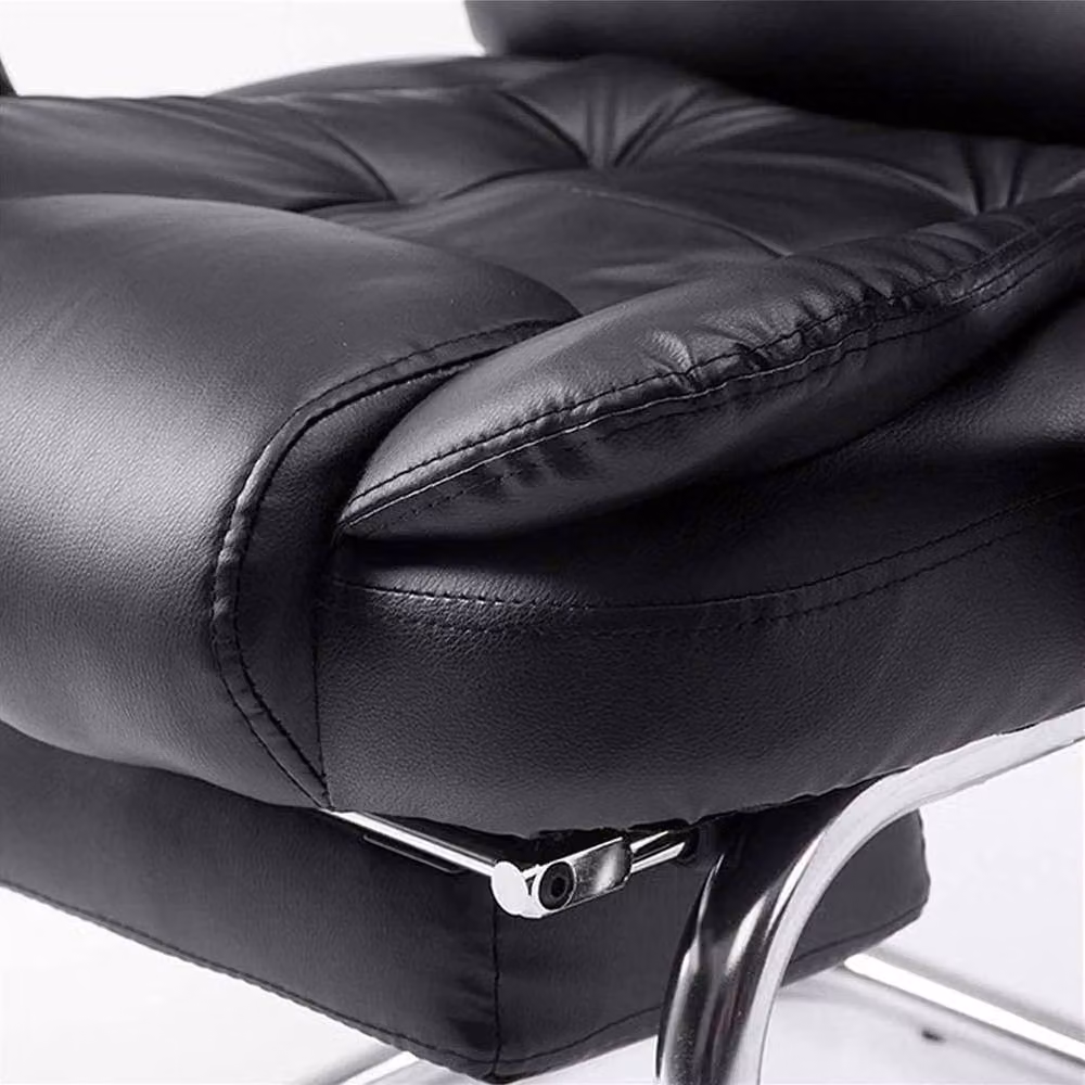 FORGEVIO Grey and Black Synthetic Leather High Back Executive Swivel Office Chair with Headrest and Armrests – 4